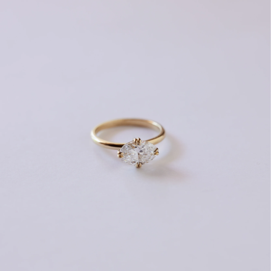 Oval East West solitaire ring