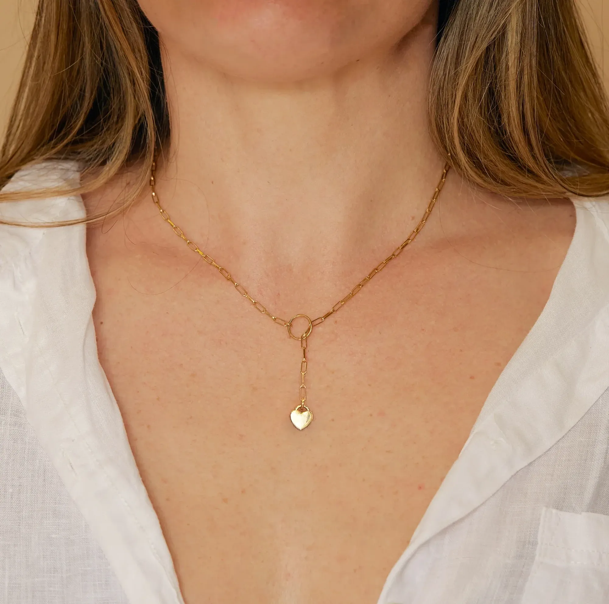 forever in my heart lariat  - yellow gold vermeil 